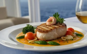 Gourmet Dining at Sea: A Culinary Revolution A luxurious outdoor Gourmet Dining at Sea.