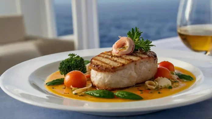 A luxurious outdoor Gourmet Dining at Sea.