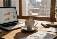 Financial Independence Roadmap: Your Path to Freedom A modern, minimalist workspace with a laptop featuring Financial Independence Roadmap