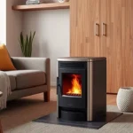 Small Pellet Stove: Top 5 Compact & Eco-Friendly Picks A modern small pellet stove in a cozy living room with a rustic design