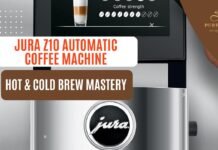 Jura Z10 Automatic Coffee Machine: Hot & Cold Brew Mastery A sleek Jura Z10 Automatic Coffee Machine on a modern kitchen countertop