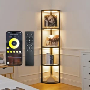 FENLO Corner Floor Lamp with Shelves