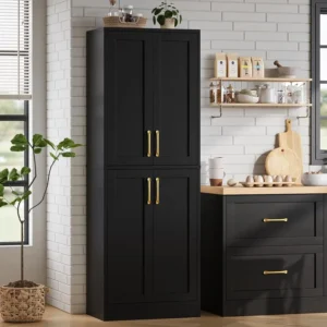 Kitchen Pantry Cabinet with 4 Doors and Adjustable Shelves