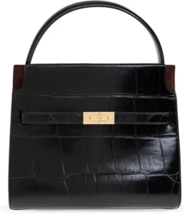 Tory Burch Women's Lee Radziwill Croc Embossed Double Handbag