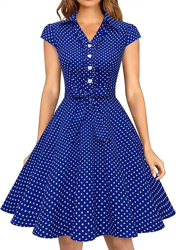1950s Retro Rockabilly outfits Dress Cap Sleeve Vintage Swing Dress