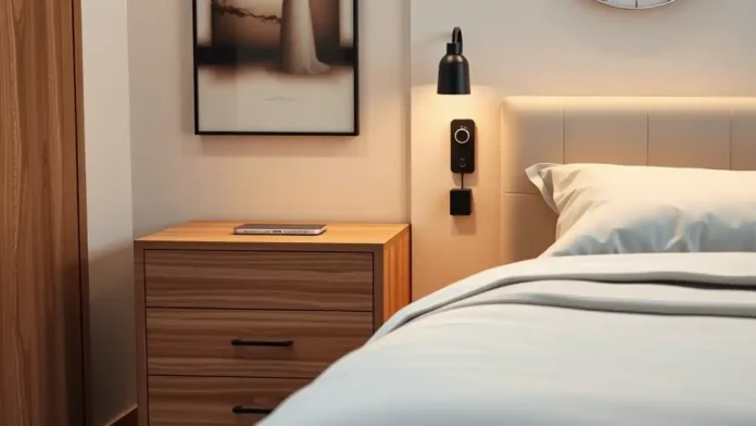 A bedroom interior with a stylish Modern Nightstands