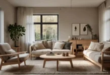 A cozy Scandinavian furniture for living room