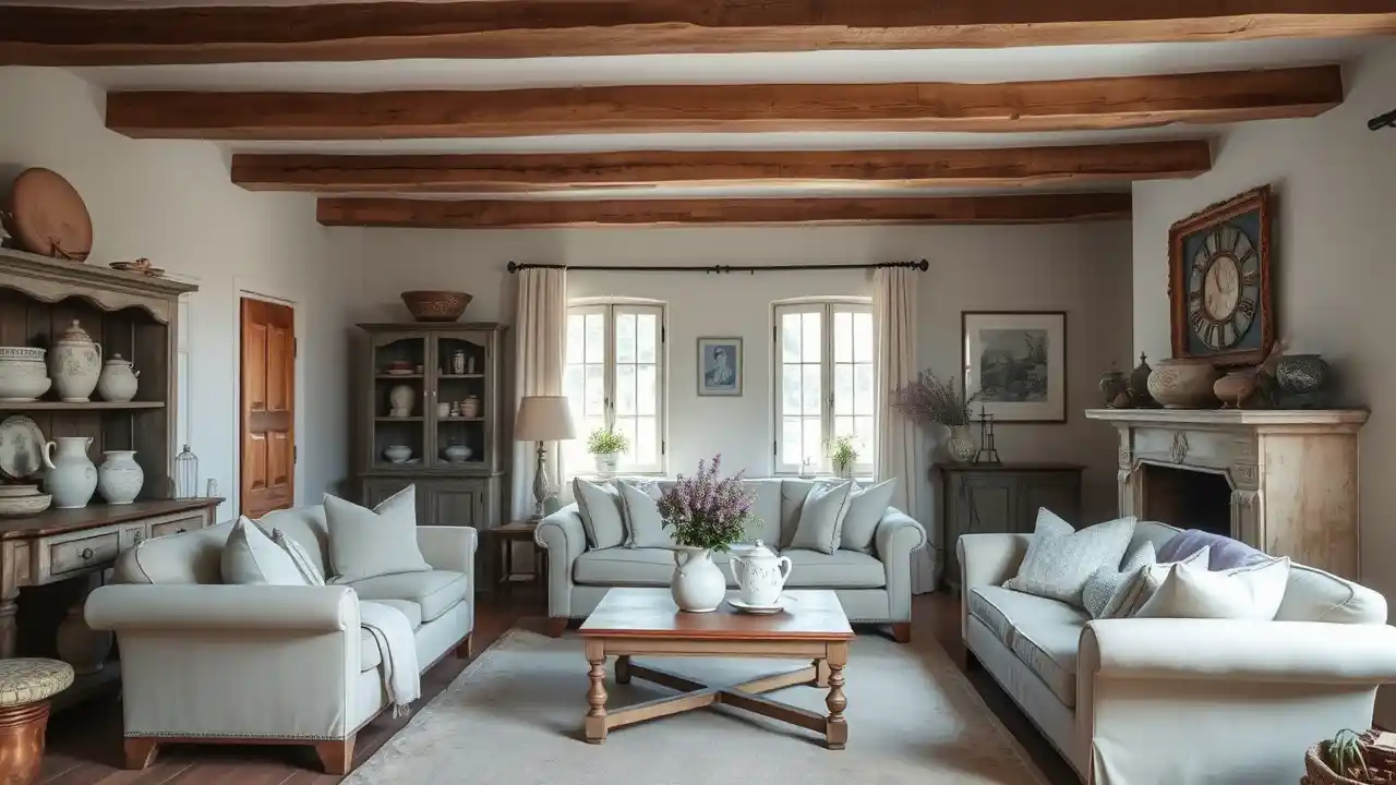 A cozy and elegant Modern French Country Decor with neutral tones
