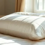 Natural Latex Pillow: Benefits, Features & Buying Guide A cozy bedroom setting with a neatly made bed featuring a natural latex pillow in an organic cotton cover