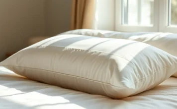 Natural Latex Pillow: Benefits, Features & Buying Guide A cozy bedroom setting with a neatly made bed featuring a natural latex pillow in an organic cotton cover