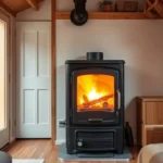 Tiny Pellet Stove Guide: Best Models & Buying Tips A cozy, modern tiny home interior featuring a Tiny Pellet Stove in use