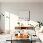 A-modern-stylish-living-room-featuring-minimalist-functional-home-accessories-like-a-smart-lamp-wall-mounted-storage-decorative-tray-and-indoor-plants-with-natural-lighting.