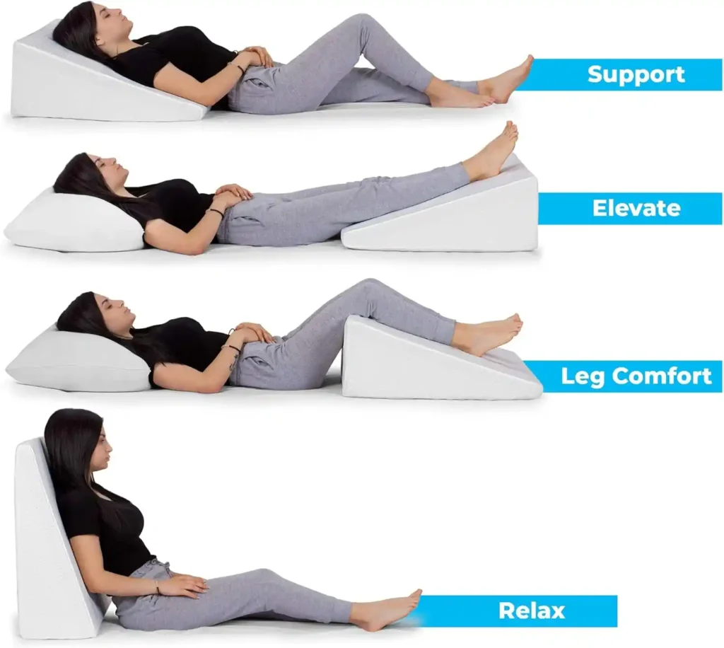 Healthex Bed Wedge Pillow Cooling Memory Foam Top – Elevated Support Cushion for Lower Back Pain