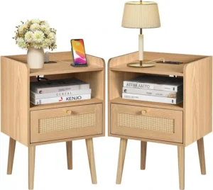 Modern Nightstands Nightstand with Charging Station