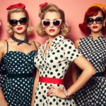 Rockabilly Outfits: Retro Style Guide for Women Stylish women in 1950s rockabilly outfits with polka dot dresses, cat-eye sunglasses, and vintage hairstyles posing confidently.