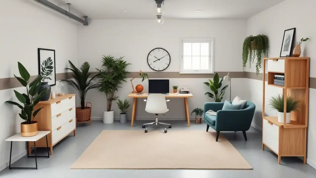 image that visually represents the concept of a garage office conversion image that visually represents the concept of a garage office conversion