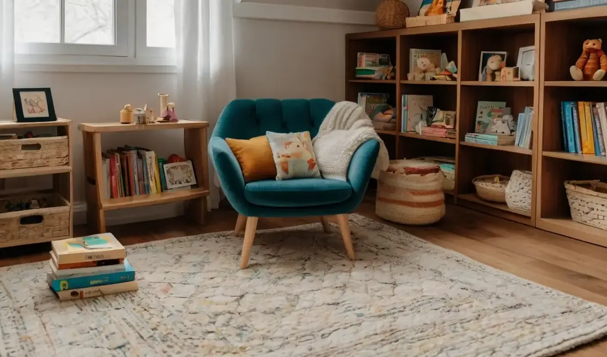 A cozy reading nook with Montessori books