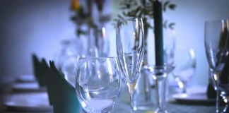 A luxurious dining table setup with elegant tableware