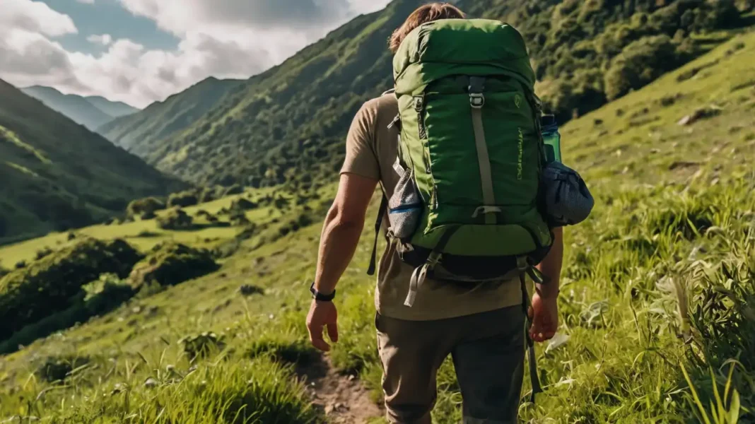 A scenic view of a lush green landscape featuring eco friendly travel