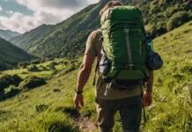 A scenic view of a lush green landscape featuring eco friendly travel