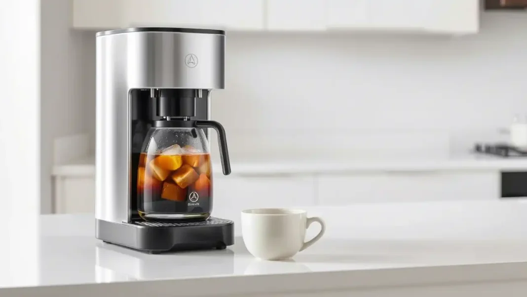 A sleek, modern Cumulus Coffee Machine on a minimalist kitchen counter