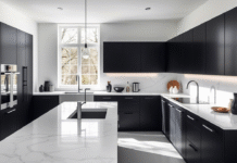 Monochrome Kitchen Ideas for a Stylish Modern Home A sleek monochrome kitchen interior with white marble countertops