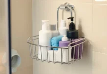 Shower Caddy Guide: Types, Uses & Top Picks Modern bathroom with a neatly organized chrome shower caddy hanging in the corner