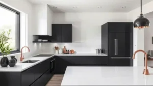 Elegant and Bold Monochrome Kitchen