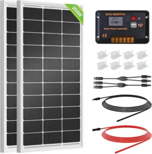 ECO-WORTHY 200 Watts 12 Volt/24 Volt Solar Panel Kit with High Efficiency Monocrystalline Solar Panel