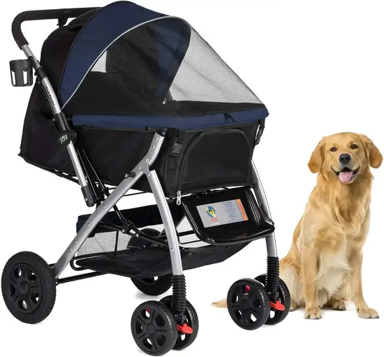 HPZ Pet Rover Premium Heavy Duty Dog/Cat/Pet Stroller Travel Carriage With Convertible Compartment