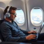 Long Haul Flight Tips for First-Class Comfort on a Budget A stylish traveler relaxing in economy class featuring Long Haul Flight Tips