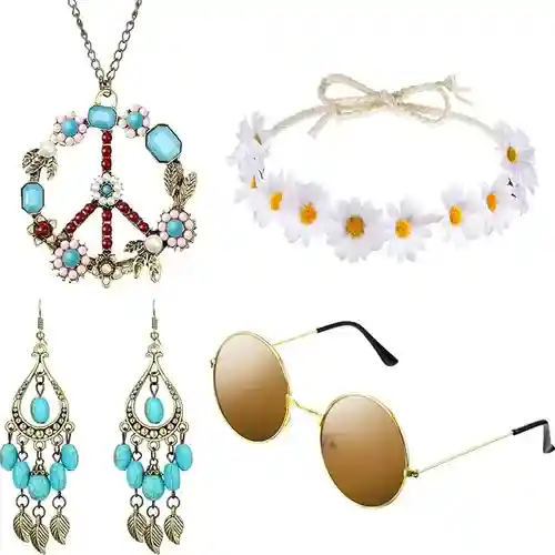 Hicarer Hippie Costume Accessories Include Sunglasses