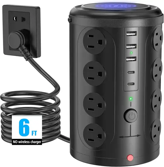 Tower Power Strip Surge Protector with 16 Outlets and 5 USB Ports