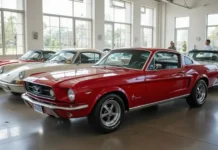 Collectible Classic Cars Under 100K That Will Soar in Value A lineup of gleaming collectible classic cars parked in a sunlit showroom