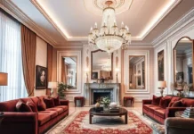 Crystal Chandeliers: Sparkle That Transforms Any Room A luxurious living room with a grand crystal chandelier hanging from the ceiling