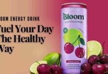 Bloom Energy Drink: Fuel Your Day the Healthy Way A sleek can of Bloom Energy Drink surrounded by fresh fruits