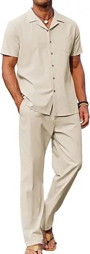 COOFANDY Men 2 Piece Linen Outfit