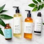 Flat lay of low porosity hair products