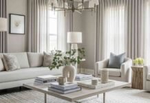 A modern living room with Luxury Home Decor on Budget