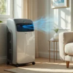 Aircon Portable Air Conditioner for Every Space (Top Picks & Tips) A sleek, modern aircon portable air conditioner placed in a stylish living room corner