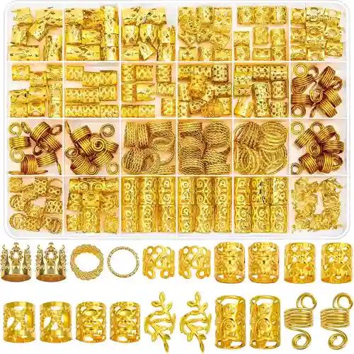 Lucomb 220 Pcs Gold Hair Jewelry for Braids