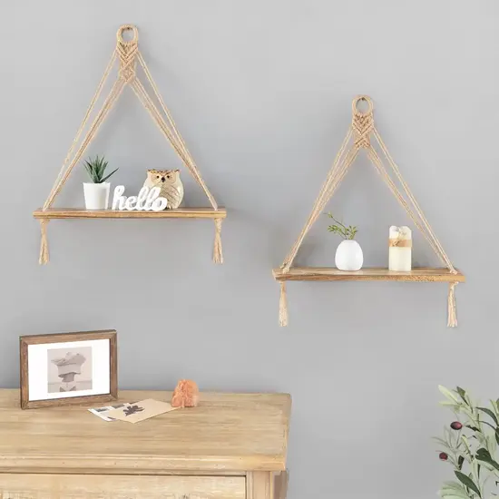 Macrame Hanging Shelves Boho Chic Glam Dorm Decor