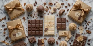 Fancy Chocolate Brands for Luxury Taste A flat lay of luxury Fancy Chocolate Brands