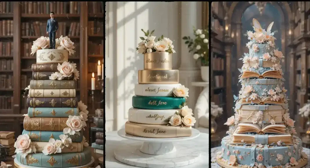 Book Wedding Cak A beautifully styled Book Wedding Cak like stacked vintage books