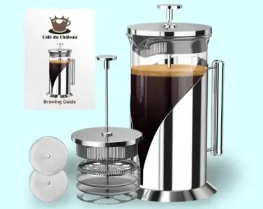 Cafe Du Chateau Stainless Steel French Press Coffee Maker
