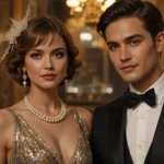 Elegant woman and man dressed retro fashion 20s style