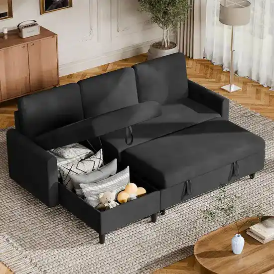 L-Shaped Sofa Bed with Storage