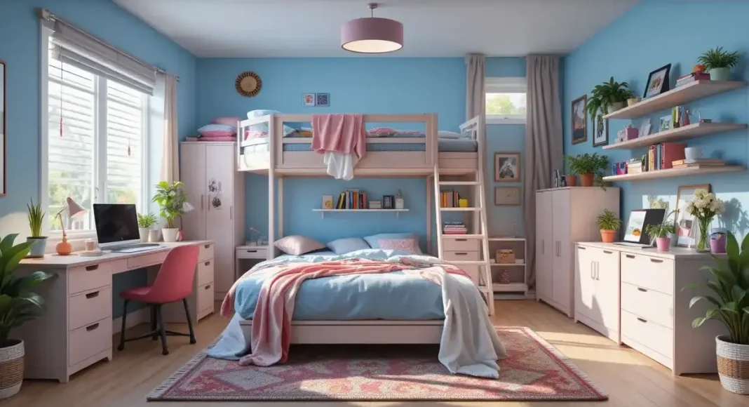 bedroom featuring stylish bedroom furniture for teenagers