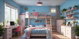 bedroom featuring stylish bedroom furniture for teenagers