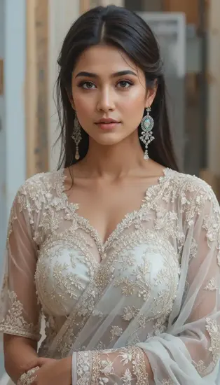 blouses with sheer net sleeves and heavy embroidery